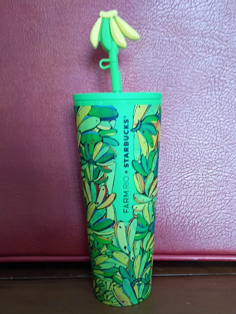 FARM Rio x Starbucks Whimsical Board Banana Green Yellow Tumbler 24 OZ